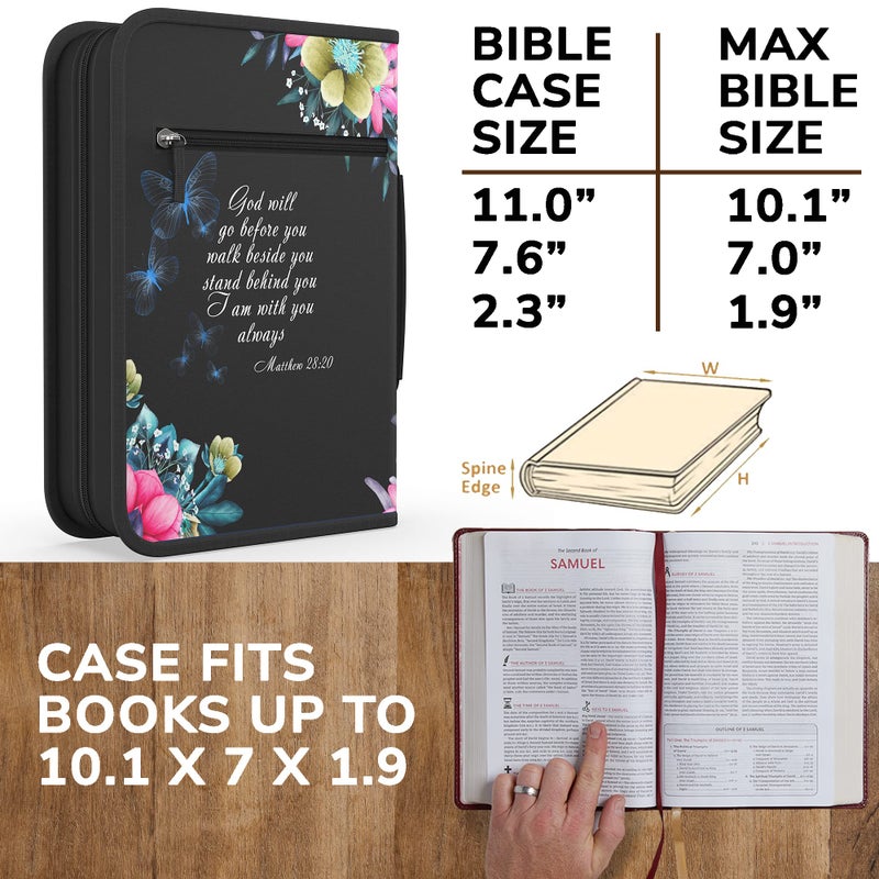 DEHITE Bible Cover Case for Women â€“ Premium Fabric Bible Cases for Girls - Carrying Bag for Woman â€“ Pen Slots â€“ Zippered Pocket â€“ Christian Floral Accessories - Large Holder - Image 2